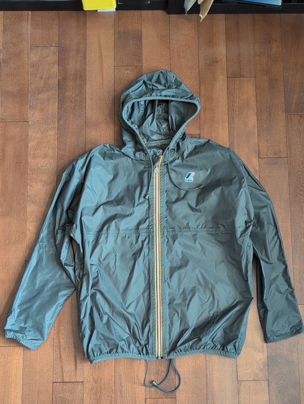 K-Way Claude Windbreaker Smoke Grey Mens Size Medium